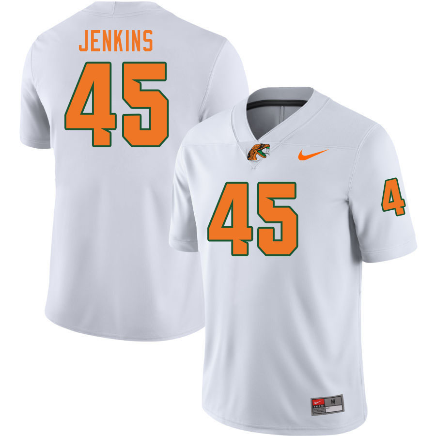 Florida A&M Rattlers #45 Nay'Ron Jenkins College Football Jerseys,Uniforms-White